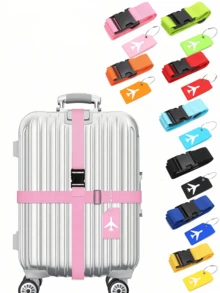 Luggage Ties Luggage Tag Set, Travel Adjustable Suitcase Straps Silicone Luggage Tags With Name, ID Card Men And Women Luggage Straps Adjustable Belts, Luggage Fixing Straps, Luggage Straps With Silicone Luggage Tags, Suitable For All Bags And Luggage, 8 Colors To Choose From, Suitable For Home, Office, School, Travel, Business Bag For School School Accessories School Stuff - Multicolor - View 3