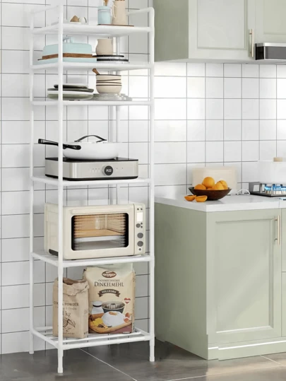 1pc Improved Space Metal Shelving Unit, Bathroom Storage Rack, Basin Shelf, Multi-Tier Standing Rack For Bathroom, Kitchen, Office, Study, Living Room, Easy Assembly, Great For Holiday Gifts