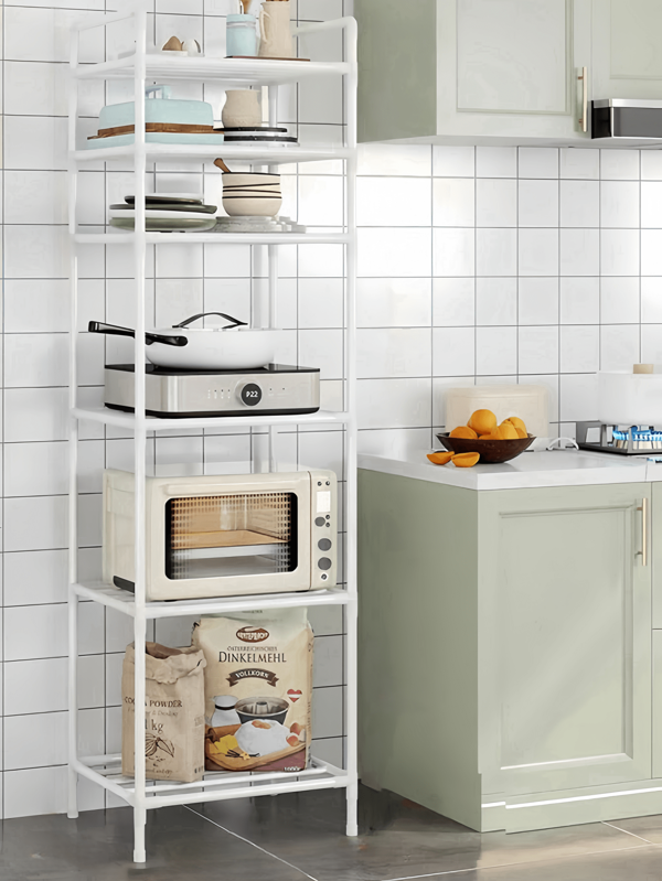 1pc Improved Space Metal Shelving Unit, Bathroom Storage Rack, Basin Shelf, Multi-Tier Standing Rack For Bathroom, Kitchen, Office, Study, Living Room, Easy Assembly, Great For Holiday Gifts