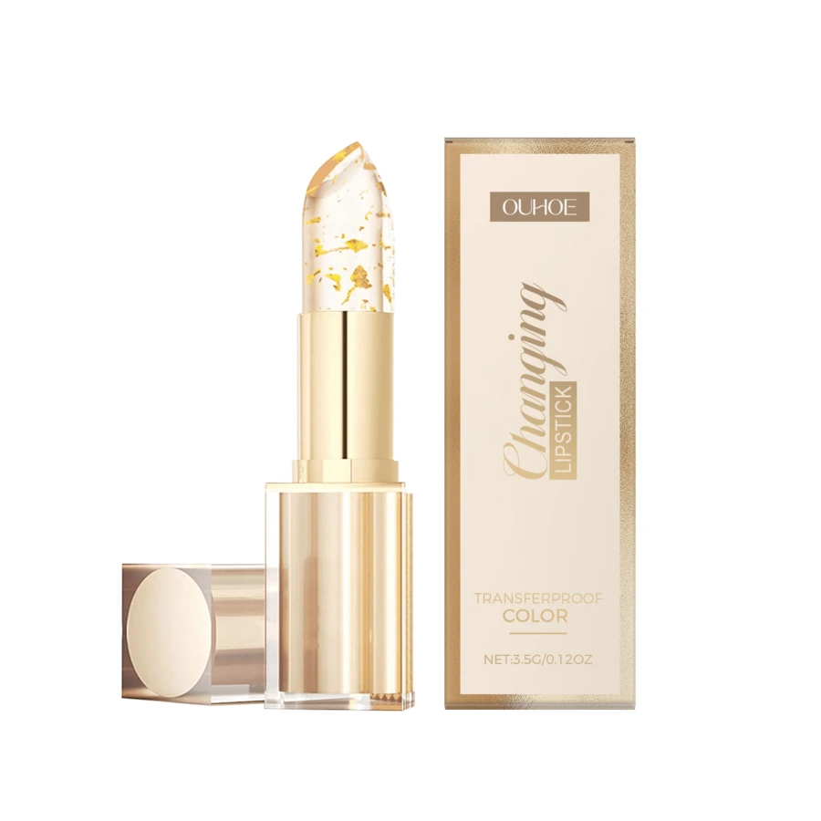 OUHOE Gold Foil Color-Changing Nourishing Lipstick Nourishes Moisturizing Water Light Glass Soft Lip Skin Non-Greasy Lipstick - Multicolor - View 1