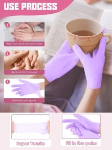 1Pair Purple Moisturizing Hand Gloves, For Dry Cracked Skin Softening Exfoliating Feet Hand Care Tools, Soft Silicone Gel, Skin Repairing, Reusable, Suitable For Hand Care, Beige/Pink,Hand Care,Gift,Care Tools, Soft Silicone Gloves, Gel Spa Moisturizing Gloves, Aloe Vera Lotion Gloves For Repairing Dry, One Size Fits All, Ideal For Home Hydration, Moisturizing Hand Gloves,Gift For My Mother,Mother's Day,Travel Accessories