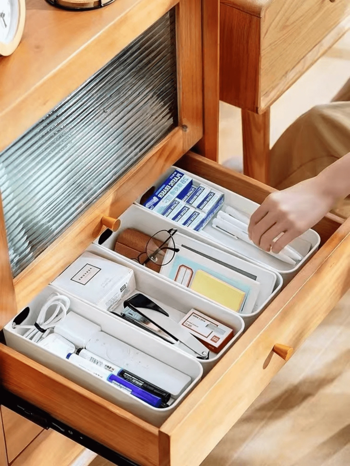 10Pcs White Plastic Storage Bins With Handles, 8.86"X3.54"X2.95" Inch White Plastic Organizer Basket, Versatile Open Drawer Organizer For Nursery Room, Toy, Hair Accessories, Phone Cases, Kitchen, Cupboard, Office, Bathroom, Home Tidy Open Storage Boxes, Space Saving - Storage Box - View 1