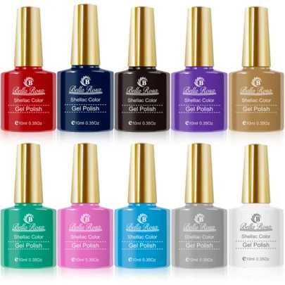 Kit 12 Esmaltes em Gel p/ Unha Natural Bella Rosa Brilho Esmalte Mão e Pé Cores Sortidas Manicure Pedicure