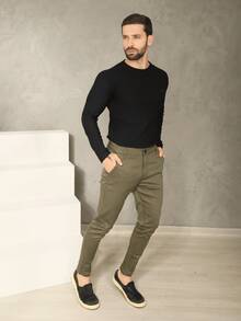 Men's Fine Sport Pants Premium Satin Fabric Tailoring Built-In Pocket - Verde - Ver 5