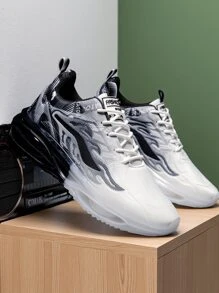 Men's New Ombre Mesh Breathable Casual Sports Shoes, Elevator Air Cushion Shock-Absorbing Running Sneakers, Fashionable & Versatile For Street Wear