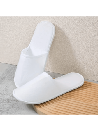 10 Pairs Of Cozy Disposable Non-Woven Closed Toe Slippers For Hotel, Spa, And Home Use - Soft, Breathable, And Sanitary Footwear For Men And Women - Perfect For Travel, Massage, And Relaxation