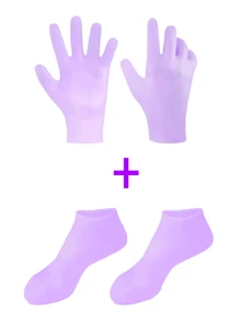 1Pair Purple Moisturizing Hand Gloves, For Dry Cracked Skin Softening Exfoliating Feet Hand Care Tools, Soft Silicone Gel, Skin Repairing, Reusable, Suitable For Hand Care, Beige/Pink,Hand Care,Gift,Care Tools, Soft Silicone Gloves, Gel Spa Moisturizing Gloves, Aloe Vera Lotion Gloves For Repairing Dry, One Size Fits All, Ideal For Home Hydration, Moisturizing Hand Gloves,Gift For My Mother,Mother's Day,Travel Accessories
