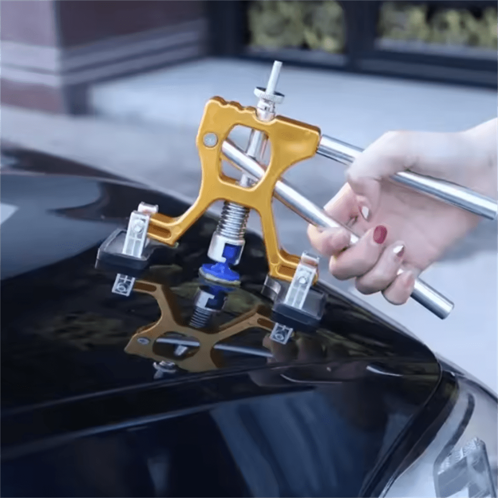 Nuovo estrattore per denti regolabile per auto, estrattore per denti, ventosa per carrozzeria auto, set di strumenti per riparazione senza vernice, adatto per set di estrattori per ammaccature di auto (Oro)