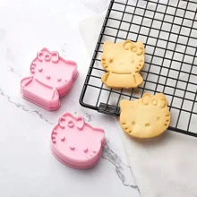 Sanrio 2 pièces/set Moule à fruits hello kitty et Stitch de Sanrio - Emporte-pièce de biscuit PP mignon, parfait pour les cadeaux d'anniversaire Kawaii et la décoration de la cuisine, moule à pastèque, cadeau de la Fête des Mères