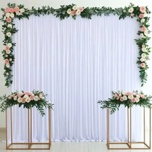 1 pieza Elegante cortina de fondo de boda de tela elástica blanca, cortina de arco de boda, decoración multifuncional adecuada para bodas, fiestas de cumpleaños, cenas en casa y varias ocasiones, fondo fotográfico, decoración de boda, protección de la privacidad, con bolsillo para barra en la parte superior, Tamaños: 100x300cm/200x200cm/200x300cm, Cortina blanca en tela suave