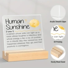 1pc Square Acrylic 2D Flat Decor Plaque With Wooden Base, Suitable As Decorative Plaque Or Statue For Coworkers, Therapists, Teachers, Great Gift For Human Sunshine, Social Workers, Women, To Appreciate Women, Graduation