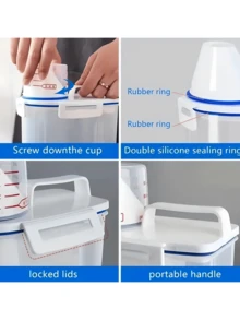 4pcs 5 Pound Rice Sealed Dry Grain Storage Container Rice Storage Box Grain Container Dispenser, Thickened Plastic Transparent Food Storage Box With Pouring Port, Grain Meat Cup, Flour Snacks - Nhiều màu - Xem 6