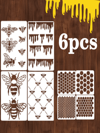 6 件鸟与花绘画模板 5.9*5.9 英寸 - 可水洗，可重复使用，适用于木材、帆布、纸张、织物、地板、墙壁、家居装饰和玻璃工艺品的 DIY 工艺、返校、学校用品