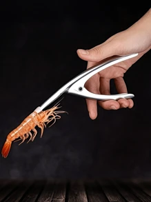 1 pieza Herramienta desvenadora de camarones de acero inoxidable - Mango ergonómico, preparación eficiente de mariscos para un fácil pelado y limpieza, utensilio de cocina
