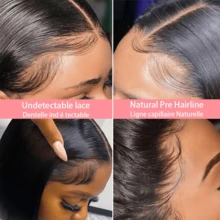 Straight Short Bob Wig 13x4 HD Lace Front Human Hair Wigs For Women Transparent Lace Frontal Wig Bleached Knots Pre-Plucked Bob Wig - Natural Black - View 6