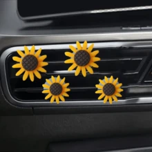 5pcs/6pcs Sunflower Vent Clip, Car Accessories, Suitable For Men & Women, Car Air Vent Outlet Decorations - Multicolor - View 5