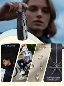 加固五折伞，防风防雨超轻迷你胶囊口袋伞（由于批次不同，伞面面料、伞骨颜色、英文图案、纽扣形状和伞骨颜色随机搭配。由此造成的不便，敬请谅解。）春夏精选，伴娘礼物，房间装饰，卧室装饰，海滩，旅行，男士，女士，度假，可爱小物，母亲节礼物，卧室装饰，花园，厨房装饰，夏季，海滩，旅行必备，房间装饰，软萌，毕业季 - 彩色 - 查看 4