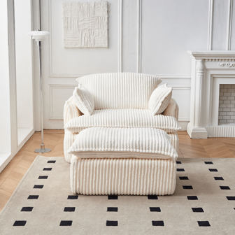 Canapé simple ergonomique compressible avec repose-pieds, canapé-boîte de décompression confortable en tissu velours côtelé, portable, sensation de remplissage d'espace, adapté aux chambres, appartements, bureaux, petits appartements