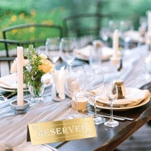3pcs/6pcs Gold Mirror Acrylic Wedding Table Number Signs, 5.9 X 1.8inch - Acrylic Place Cards, Double-Sided Wedding Party Restaurant Reserved Cards, Suitable For Wedding, Birthday Party, Restaurant And Conference, School Supplies,Back To School