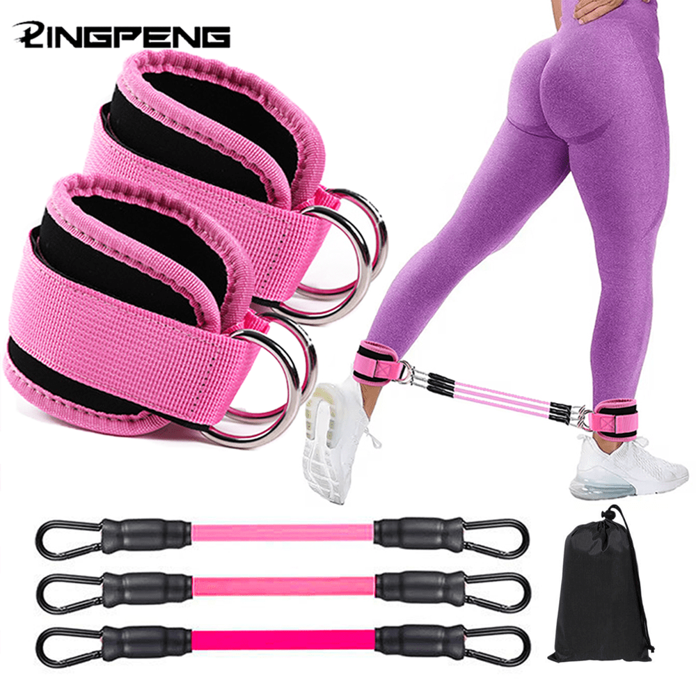 6 Peças kit de Faixas de Resistência para Tornozelo - Aprimora o Treinamento de Pernas e Quadris com Alças Ajustáveis - Material TPE Durável para um Treino Eficaz, Academia