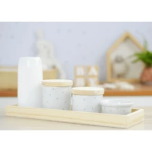 Porcelain Hygiene Care Kit Polka Dot Baby Tray Modern Boy Girl Children's Bedroom Washbasin Bathroom K066 - 灰色 - 查看 5