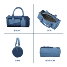 Ladies' Cross Body Bag, Two-Color Denim Patchwork Single-Shoulder Bag (Black Dark Blue Style, Blue Light Blue Style), White Stitching Craftsmanship, Top Single-Shoulder Strap, Versatile For Work And Daily Use, Suitable For Work And Dates, Holiday Gifts. - 藍色 - 查看 5