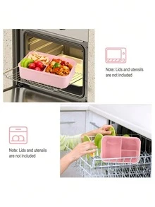 1个1200毫升成人便当盒，含餐具和防漏盖，三格午餐盒，厨房用品，圣诞礼物 - 彩色 - 查看 6