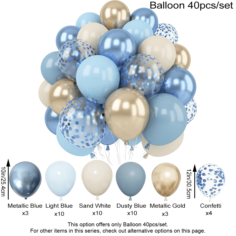 Dusty Blue Gold Balloons, Dusty Light Blue Chrome Gold Blue Confetti Balloon Sand White Balloon For Shower Decorations Bridal Shower Gender Reveal Birthday Party Supplies