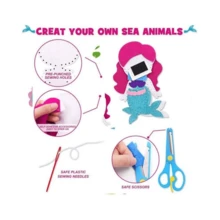 6/8 件儿童缝纫工艺套装毛毡动物儿童生日礼物益智玩具毛绒动物套装 DIY 套装适合男孩和女孩 - 彩色 - 查看 5