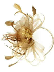 1 Piece Khaki Fascinators Hats 20s 50s Hat Pillbox Hat Tea Party Headwear With Veil For Girls And Women Headbands Hairband Diadema Hair Hoop