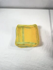 1pc Dopamine Color Mesh Data Cable Storage Bag, Portable Handheld Wired Earphone Power Charger Bag, Pink/Purple/Blue Small Travel Storage Bag, Travel Essentials, Travel Accessories, Mobile Phone Storage Bag For Summer Holiday Travel, Outdoor Activities Cable Organizer