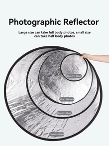 1pc Portable Foldable Photography Reflector, Round Collapsible Soft Light Reflector Disc For Portrait Photo, Live Streaming Lighting Panel, Studio Photography, Outdoor Light Blocking, 2-In-1 Gold & Silver Reflective Surfaces, With Storage Bag