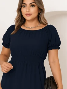 Kit 2 Women's Dresses Casual Vibrant Colors Ruffle Short Sleeves Elegant - Burgundy - View 2