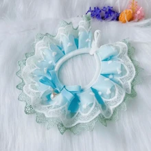 1pc Cute Bib Collar, Cat Dog Drool Towel, Teddy Bib, Round Neck Scarf, Samoyed Sweet Lace Bib