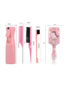 5 Pieces/Girls' Fashion Children's Cartoon Bubble Ball Square Transparent Comb, Smooth Comb, Home Hairdressing Salon Comb, Hair Massage Comb Bubble Ball Comb, Tip Tail Comb, Fixed Hair Mouse Comb, Sub Edge Pulling Control Brush, 200ml Multi-Function High-Pressure Continuous Spray Bottle Spray Supplement Spray Bottle Travel Makeup Bottle Independent Bottle, The Best Personalized Gift For Your Girl And Prince