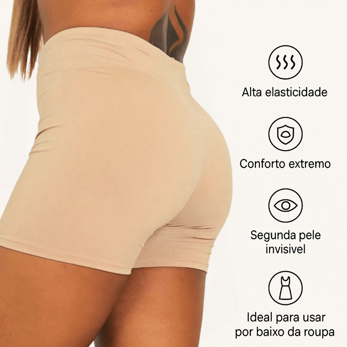 Women Safety Shorts - 米色 - 查看 1