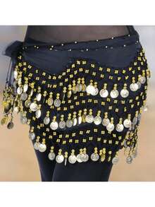 2pcs (Bracelets) Or 1 Piece Of Women'S Belly Dance Waist Chain Clothing, Combining Waist Chain And Bracelet To Create An Amazing Performance. Decorative Metal Mesh Waist Belt, Dancing Hip Scarf Coin Belt, Bohemian Style(Bracelets Are All A Pair) - Multicolor - View 7