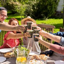 10/20 szt. Czarno-złotych papierowych kubków na imprezę tematyczną, jednorazowe papierowe kubki na imprezę w złote kropki, odpowiednie na przyjęcie urodzinowe, spotkania rodzinne, spotkania klasowe, piknik na świeżym powietrzu