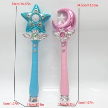 Baghetă magică în formă de lună și stea cu efecte luminoase și sonore, recuzită magică, potrivită pentru petrecere de ziua de naștere, adunări de sărbători, jocuri de rol și alte ocazii, hobby, colecție, articole de petrecere, Halloween, Crăciun