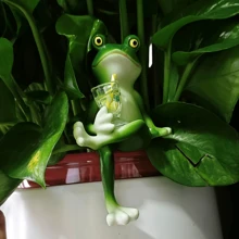 1 pièce Ornement décoratif à suspendre de grenouille de loisir, décoration de pot de fleurs, figurine ornementale, joli petit cadeau pour l'été
