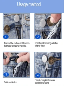 可调节牛仔腰部延长器 - 无缝可拆卸牛仔布纽扣扩展器，完美贴合，牛仔裤腰部延长器，可扩展纽扣弹性腰带延长器，无需工具，纽扣延长器，可调节腰带扣，伸缩腰带延长器，颜色随机，无需缝纫纽扣，易于使用，无弹性，延长长度 1.8 厘米，适合男士和女士，非常适合女性，母亲节礼物，颜色和款式随机 - 彩色 - 查看 4