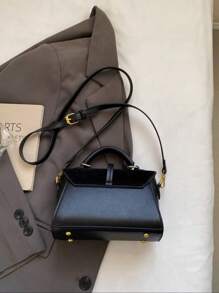 Bolsa cuadrada mini nueva de 2025, combinación y PU, bolso de hombro compacto retro, bolso cruzado para uso diario, citas, regalo