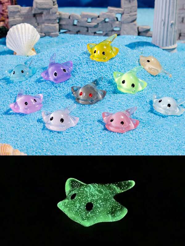 Miniature Realistic Sea Animal Devil Fish Model, Random Styles And Colors, Glow In Dark, Colorful Devil Fish Decoration, Teenagers' Gift Or Incentive, Fish Species Birthday Gifts Graduation