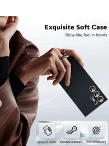 1pc Black Shock-Proof Protective Case Compatible With Samsung Series, Samsung Phone Black Shockproof Case, Phone Case, Phone Protective Cover, Phone Shell, Phone Sleeve, Shock-Resistant Phone Case, Black Phone Case, Minimalist Phone Case, Solid Color Phone Case, Black Phone Case, TPU Shock-Proof Phone Case (Military-Grade Drop Protection)