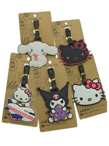 Sanrio Luggage Tag, Cartoon Cute Travel ID Label, Casual Style, Edgeless Paint, Hand Wash, PVC, Easy To Connect Travel And Office Strap, Luggage Strap Vacation Travel Accessories Summer Travel Essentials Suitcase Tag Pendant Holiday Vacation For Travel For Honeymoon For Flying For Cruise For Bags For Luggage Portable Back To School Women Mini Travel Products Bag For School School Accessories School Stuff