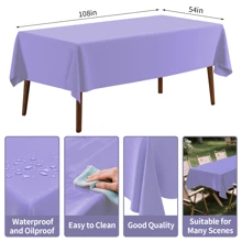 1Pc/4pcs Solid Color Tablecloth, Plastic Tablecloth 54 * 108inch Multi-Color Optional Peva Material, Rectangular Tablecloth, Suitable For Birthday, Wedding, Banquet, Party Desktop Decorations