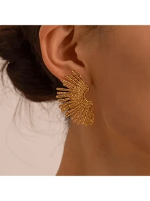 Exaggerated Popular Fan-Shaped Earrings In European And American Style