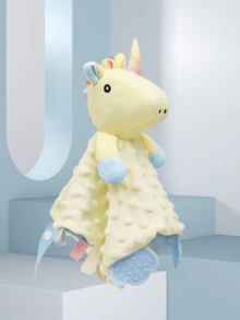 Manta de consuelo con diseño de animal de dibujos animados de silicona, juguete de educación temprana para recién nacidos e infantes. Adorable manta de consuelo con animales para reconfortar, calmar y ayudar al bebé a dormir. Material suave, sin desprendimiento y sin olor. Promueve el desarrollo emocional, visual, intelectual y motriz. - Multicolor - Ver 3