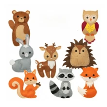 6/8 件儿童缝纫工艺套装毛毡动物儿童生日礼物益智玩具毛绒动物套装 DIY 套装适合男孩和女孩 - 彩色 - 查看 13