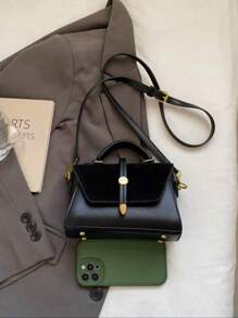 Bolsa cuadrada mini nueva de 2025, combinación y PU, bolso de hombro compacto retro, bolso cruzado para uso diario, citas, regalo
